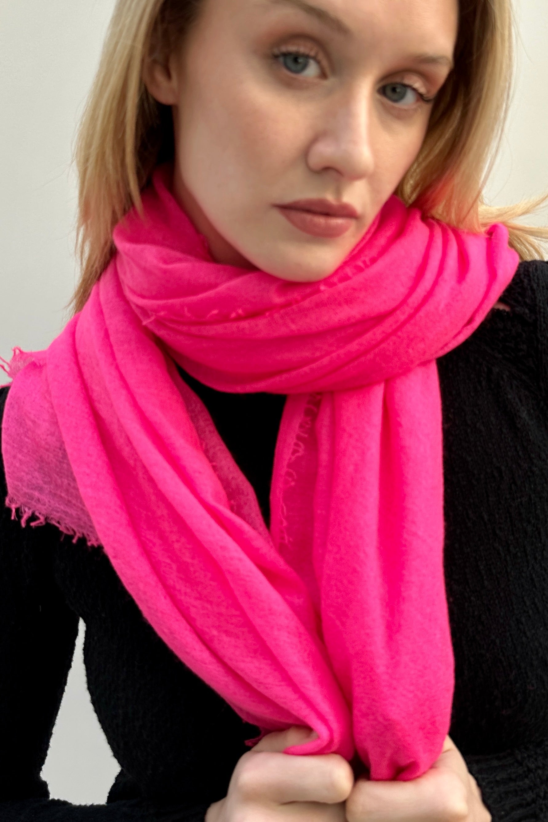 marmee neon pink cashmere wrap shawl