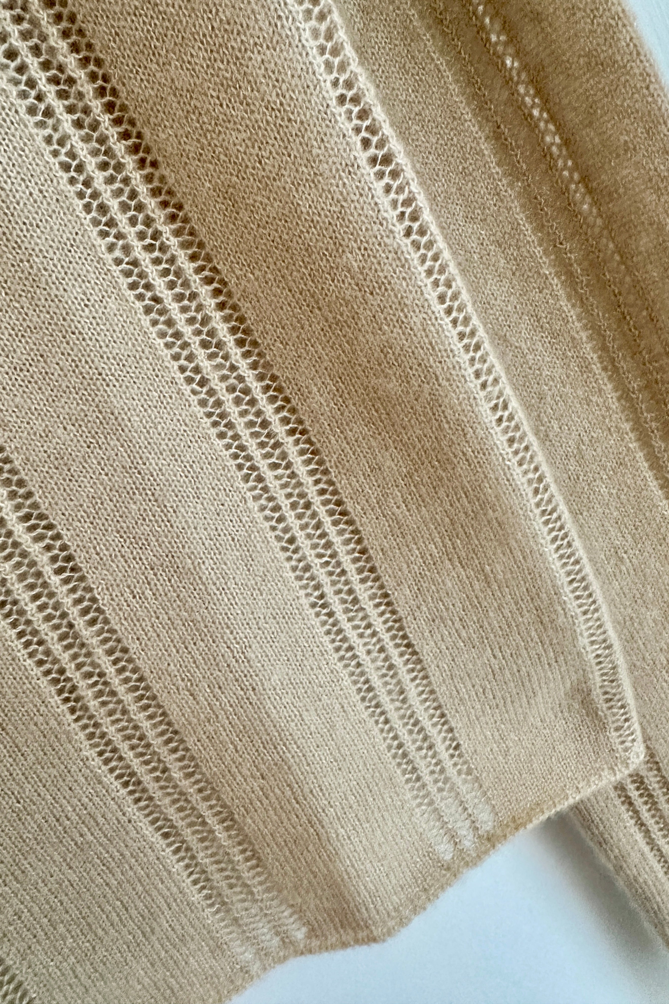 anna stripe cashmere silk round neck sweater close up