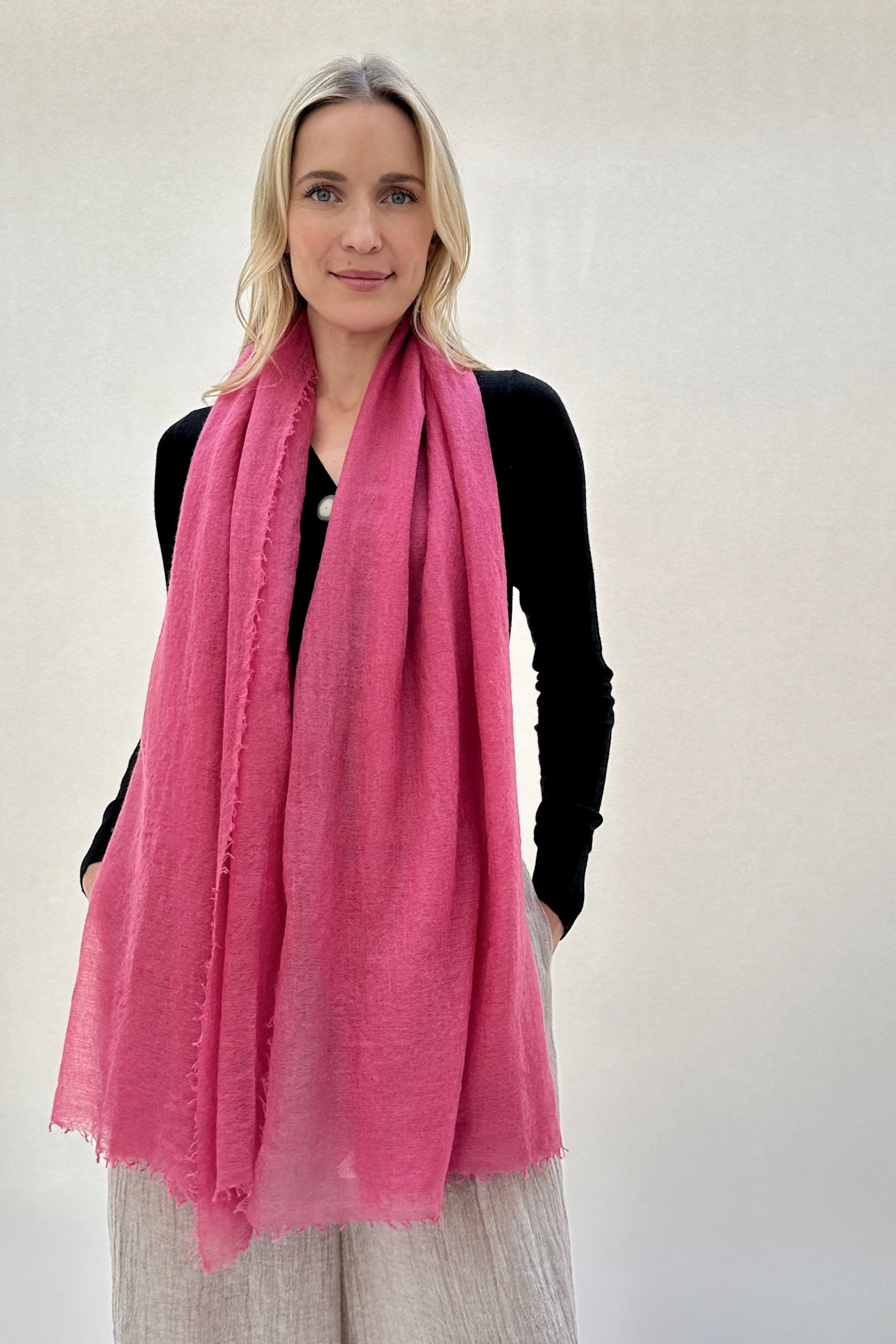 marmee rose pink long wrap cashmere scarf