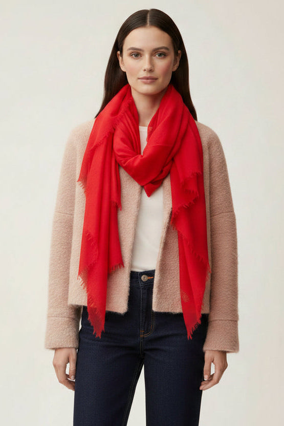 marmee red lust scarf on model