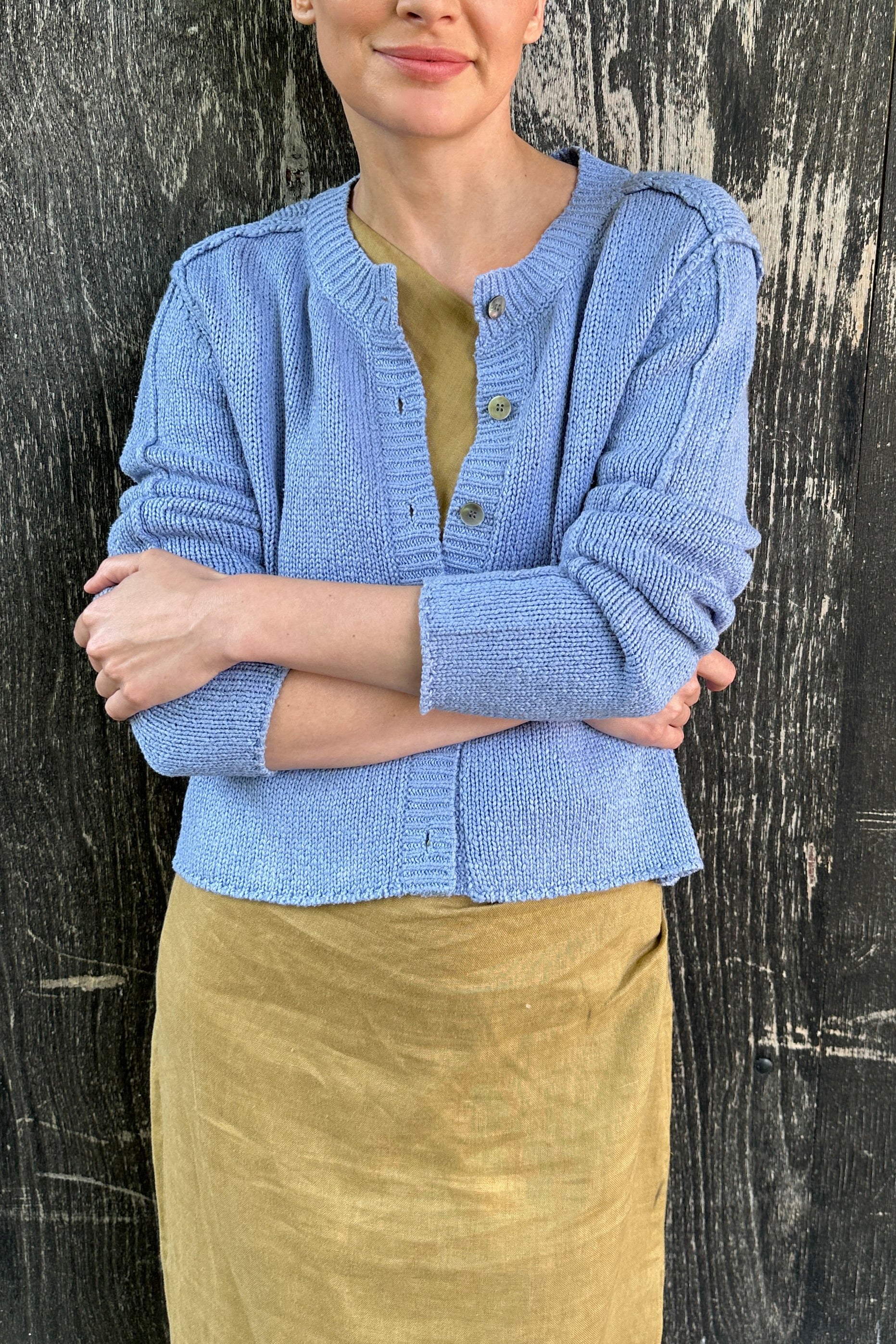 janita avio silk cardi blue