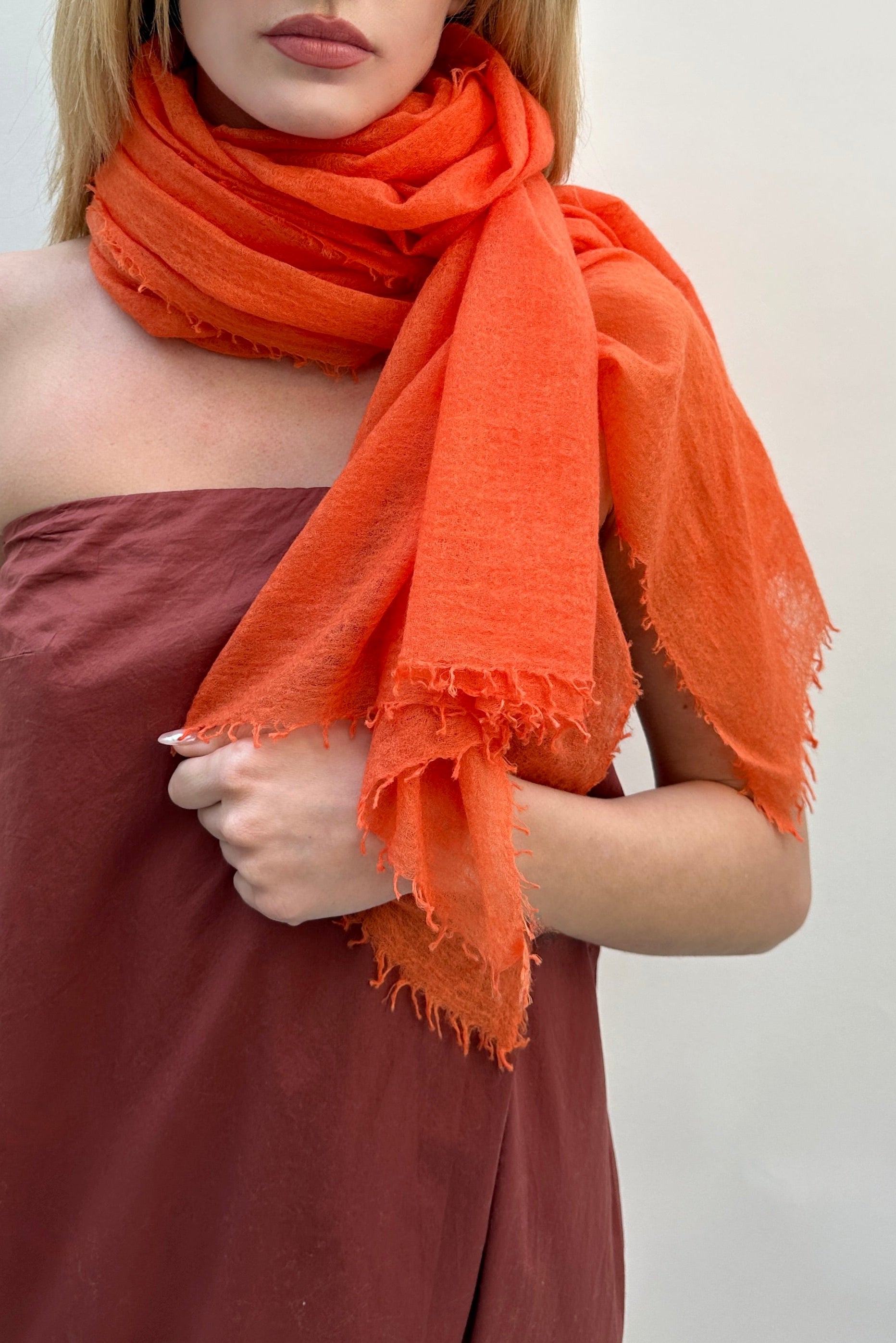 Marmee orange cashmere scarf