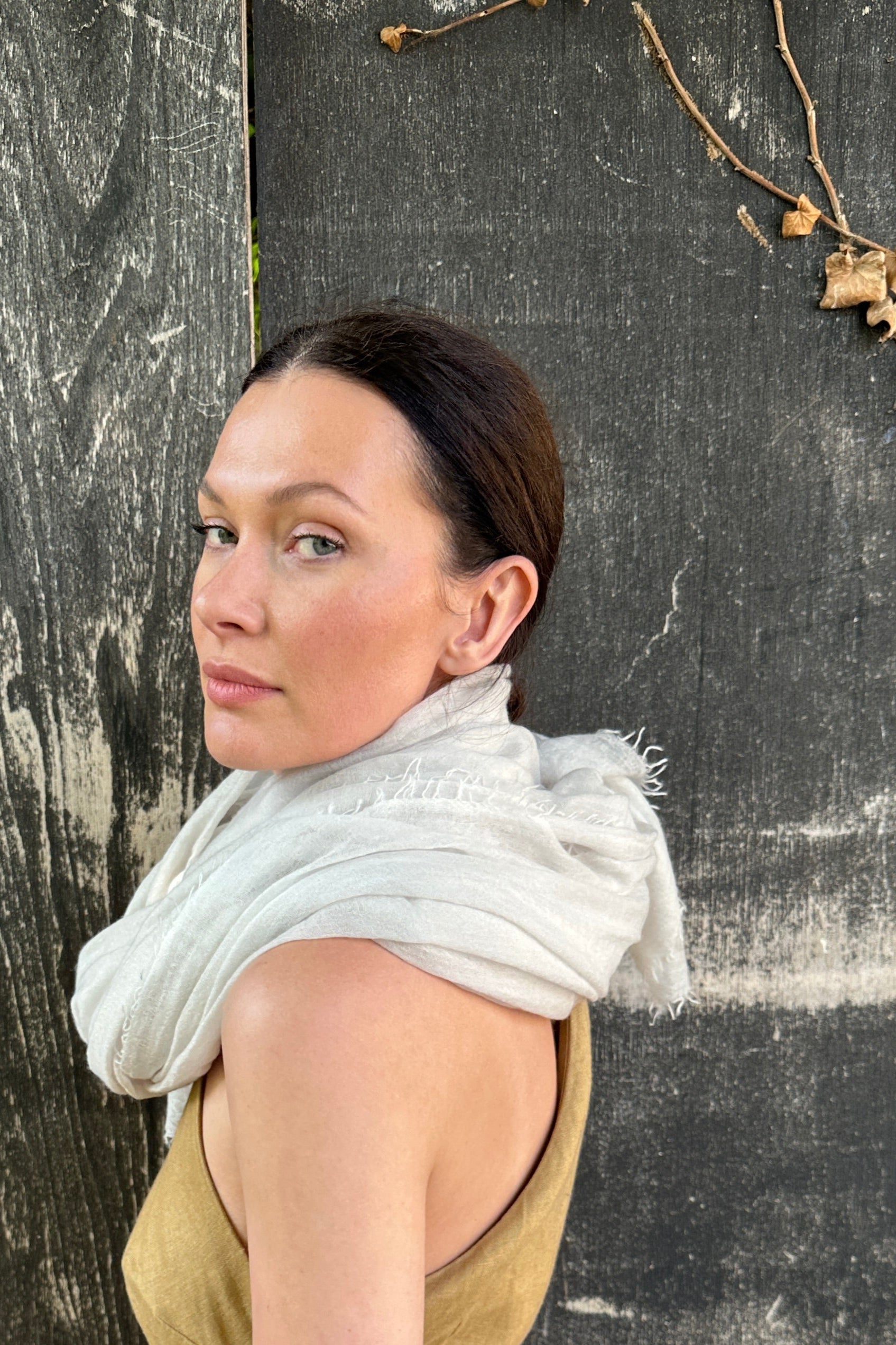 ghost chalk white grey dove cashmere marmee scarf