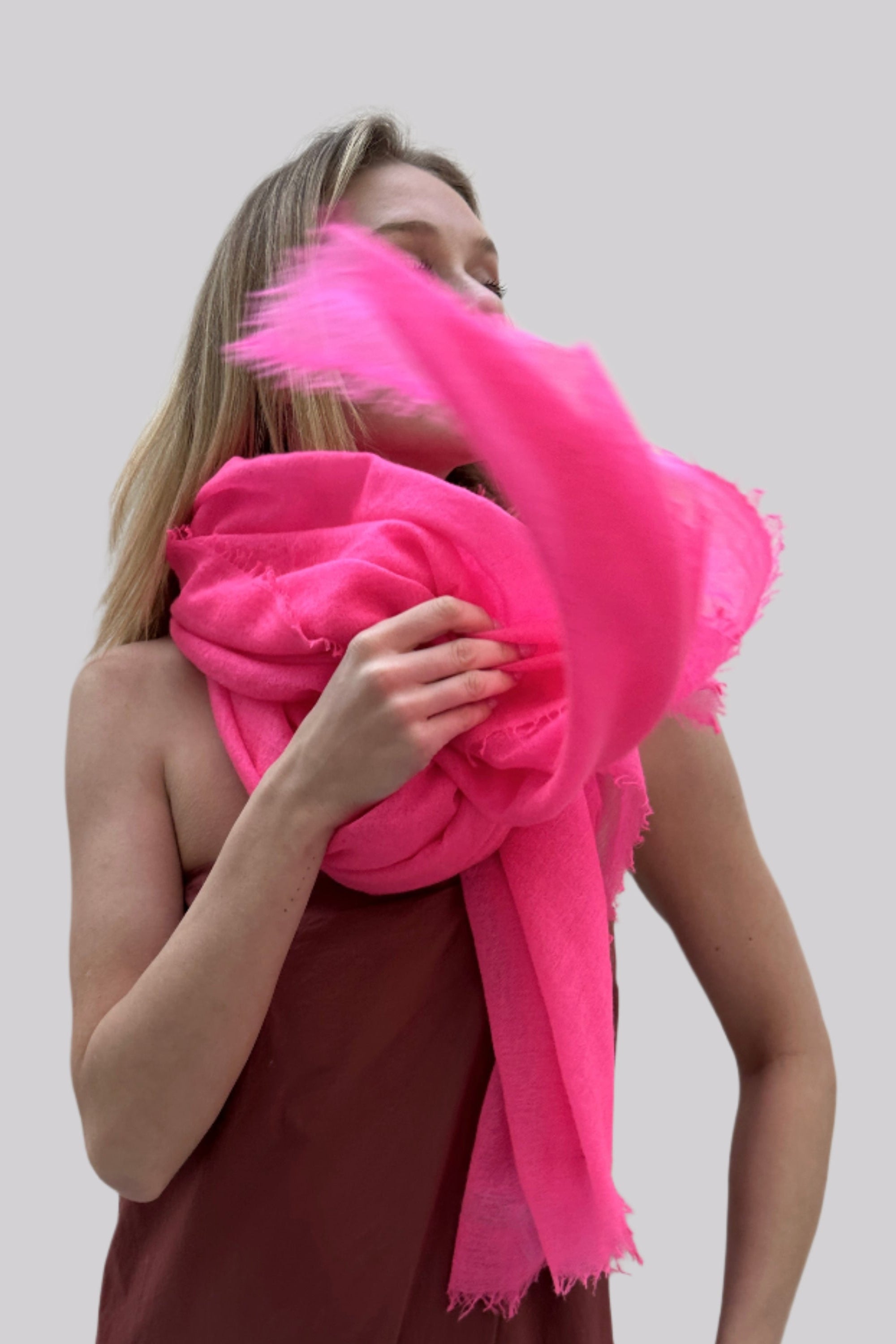 Marmee neon pink scarf cashmere