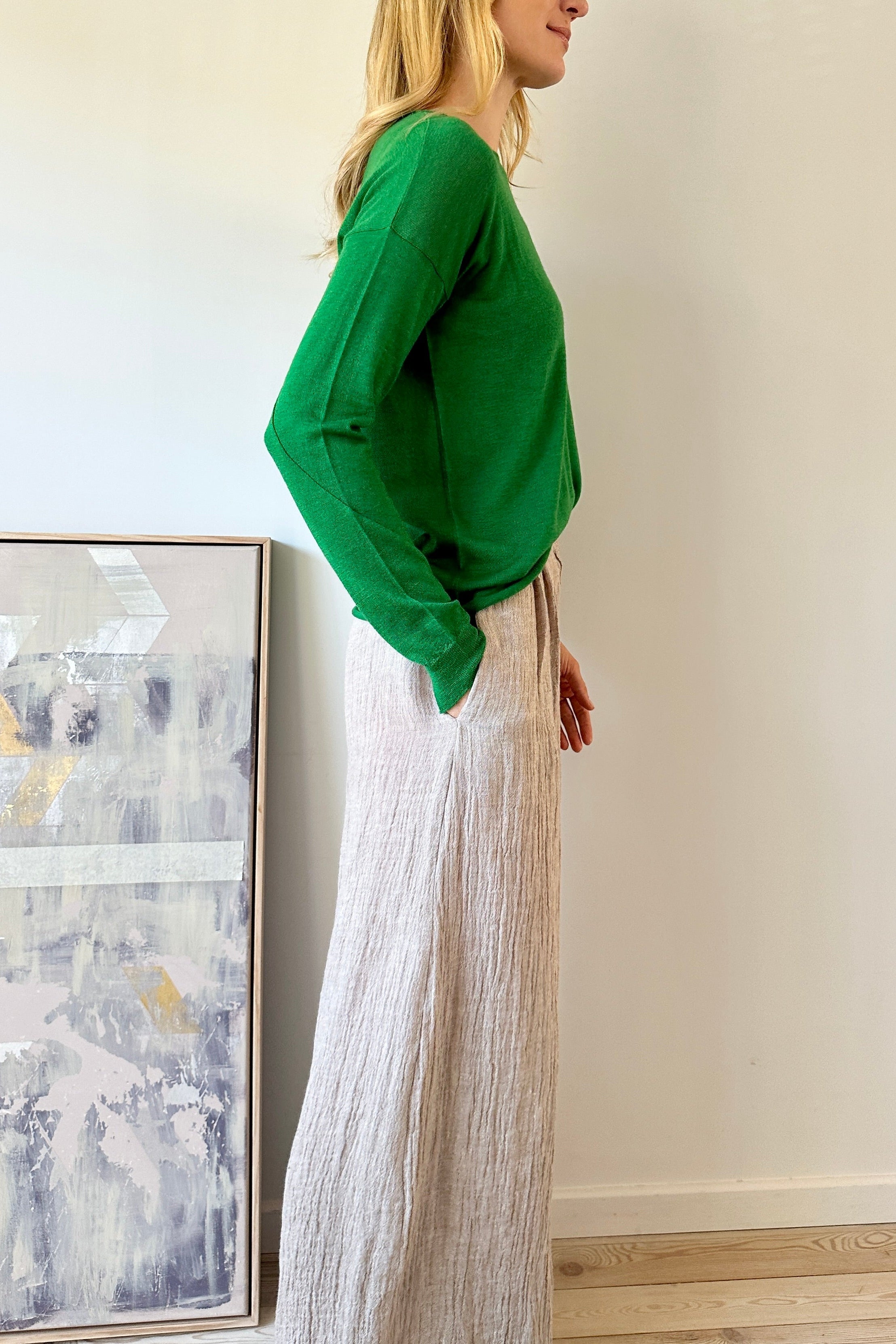 mercy wordle green side view cashmere green fine knit