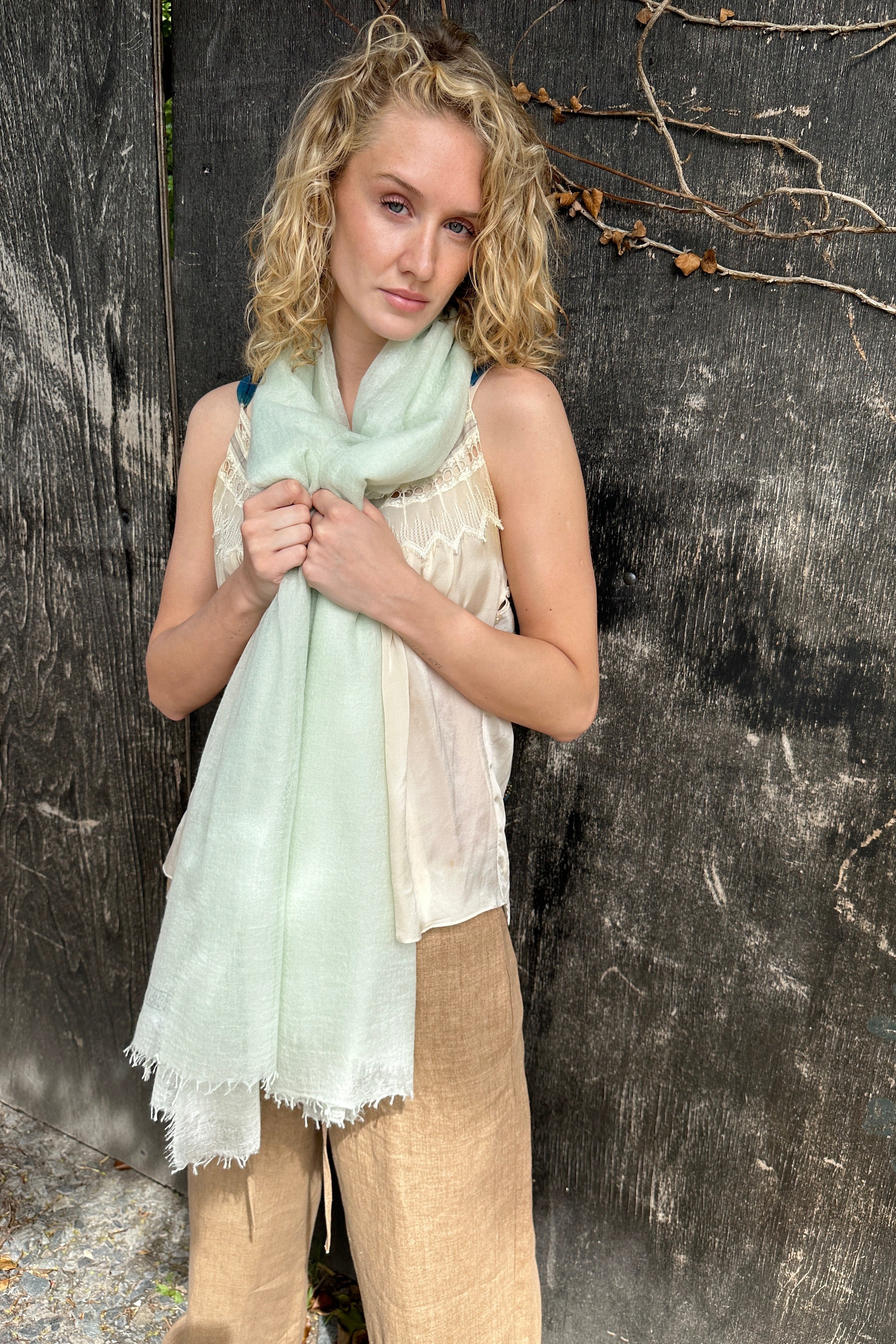 Marmee mint green cashmere scarf  2