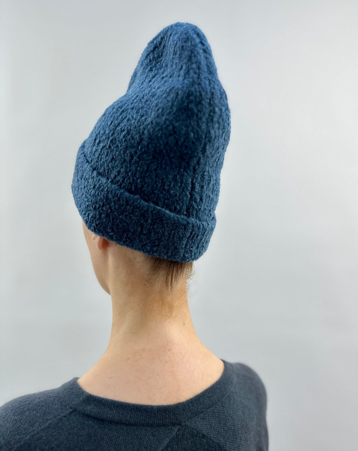 boucle hat teal back view