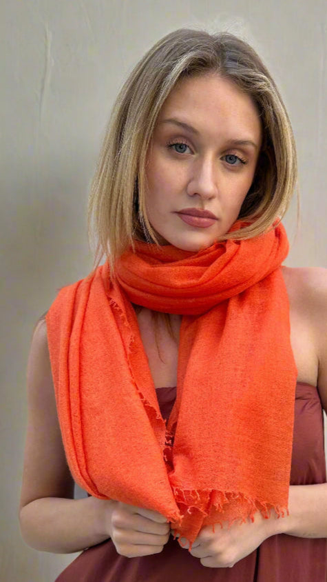 Marmee Orange scarf cashmere 2