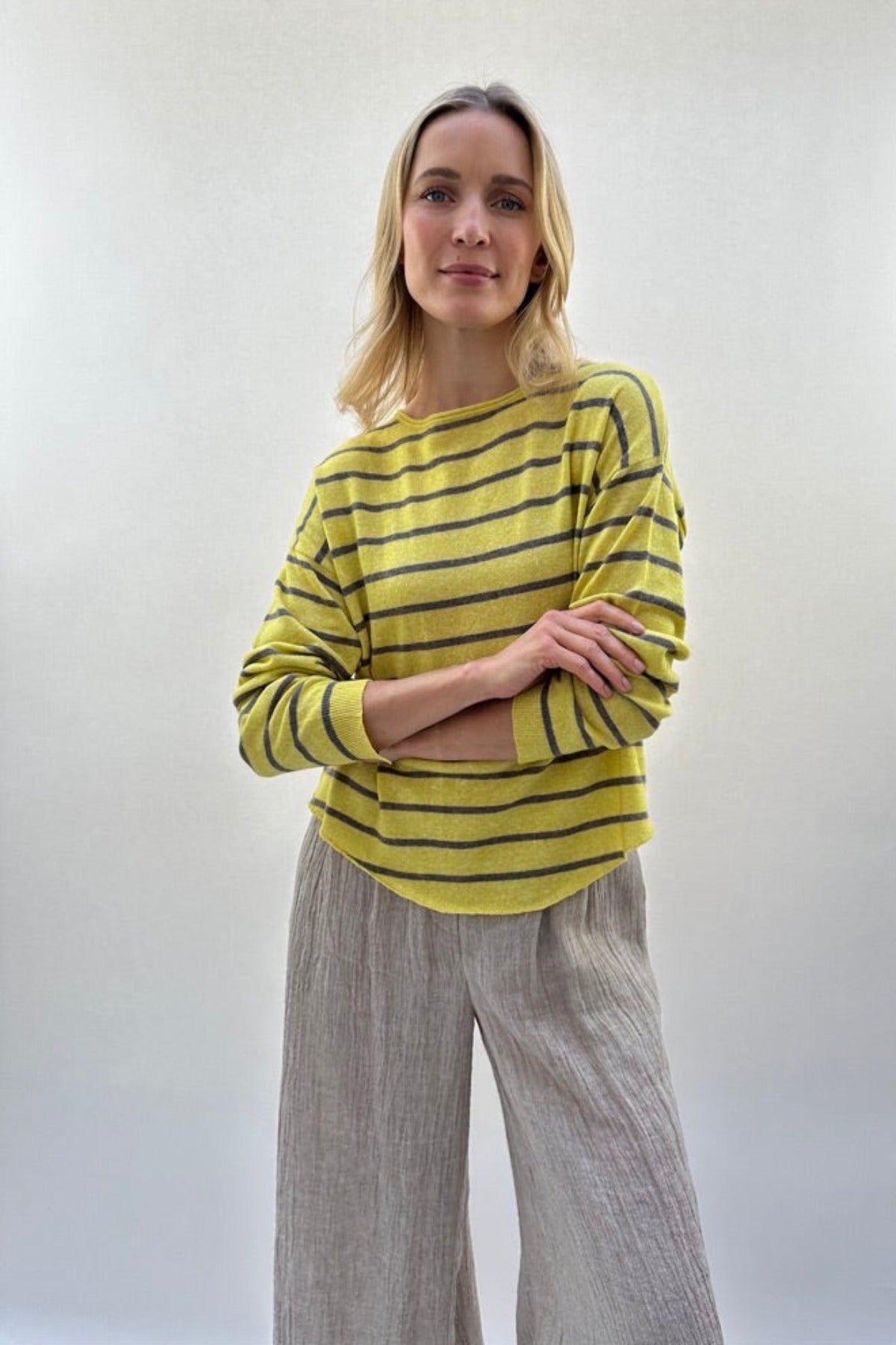 saoirse sweater easy fit yellow taupe 3