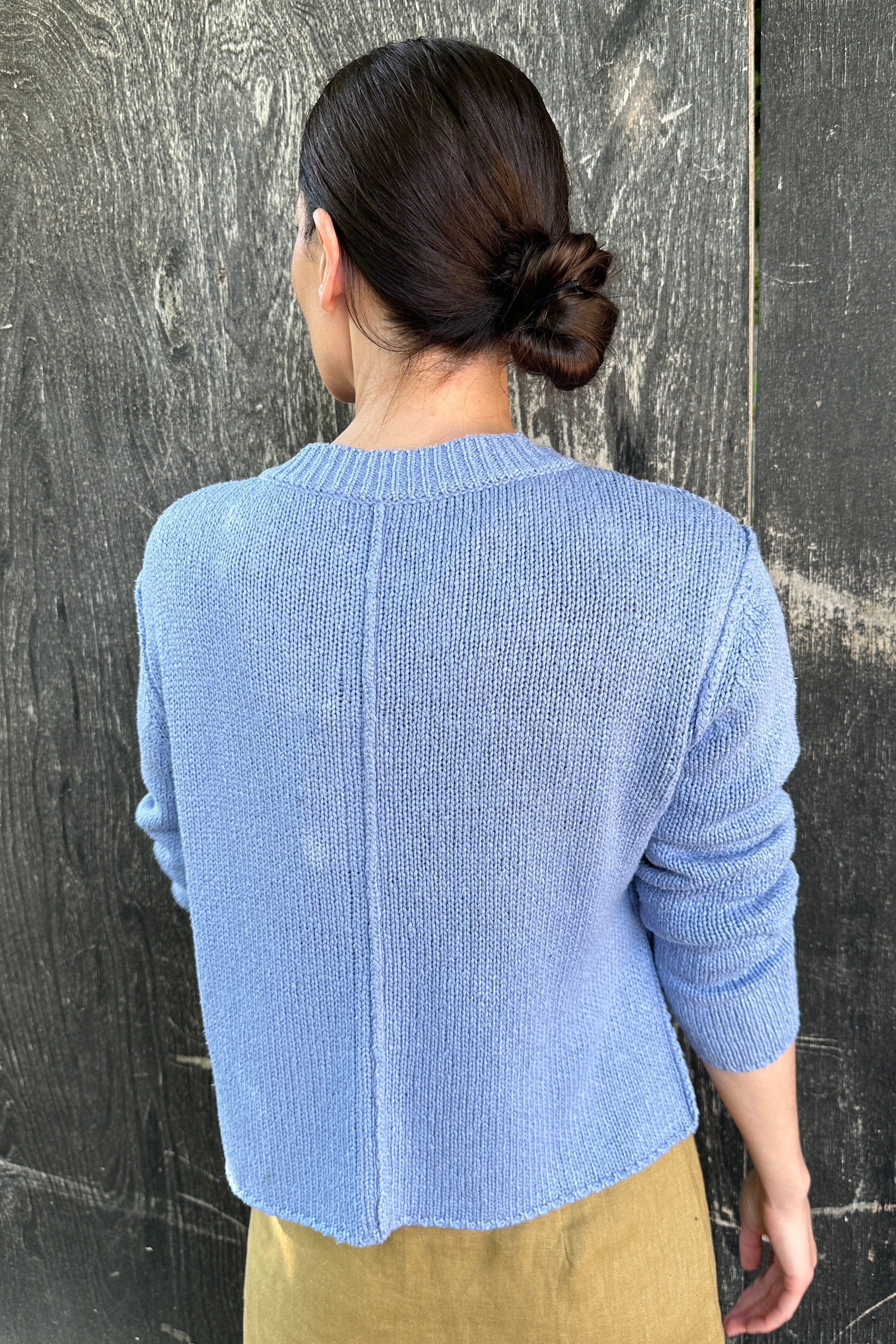 janita avio silk cardi blue back view