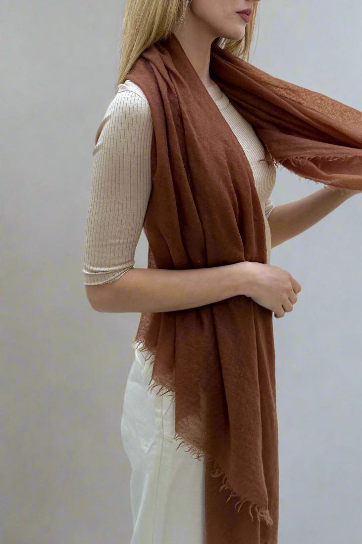 marmee nut brown side view cashmere scarf