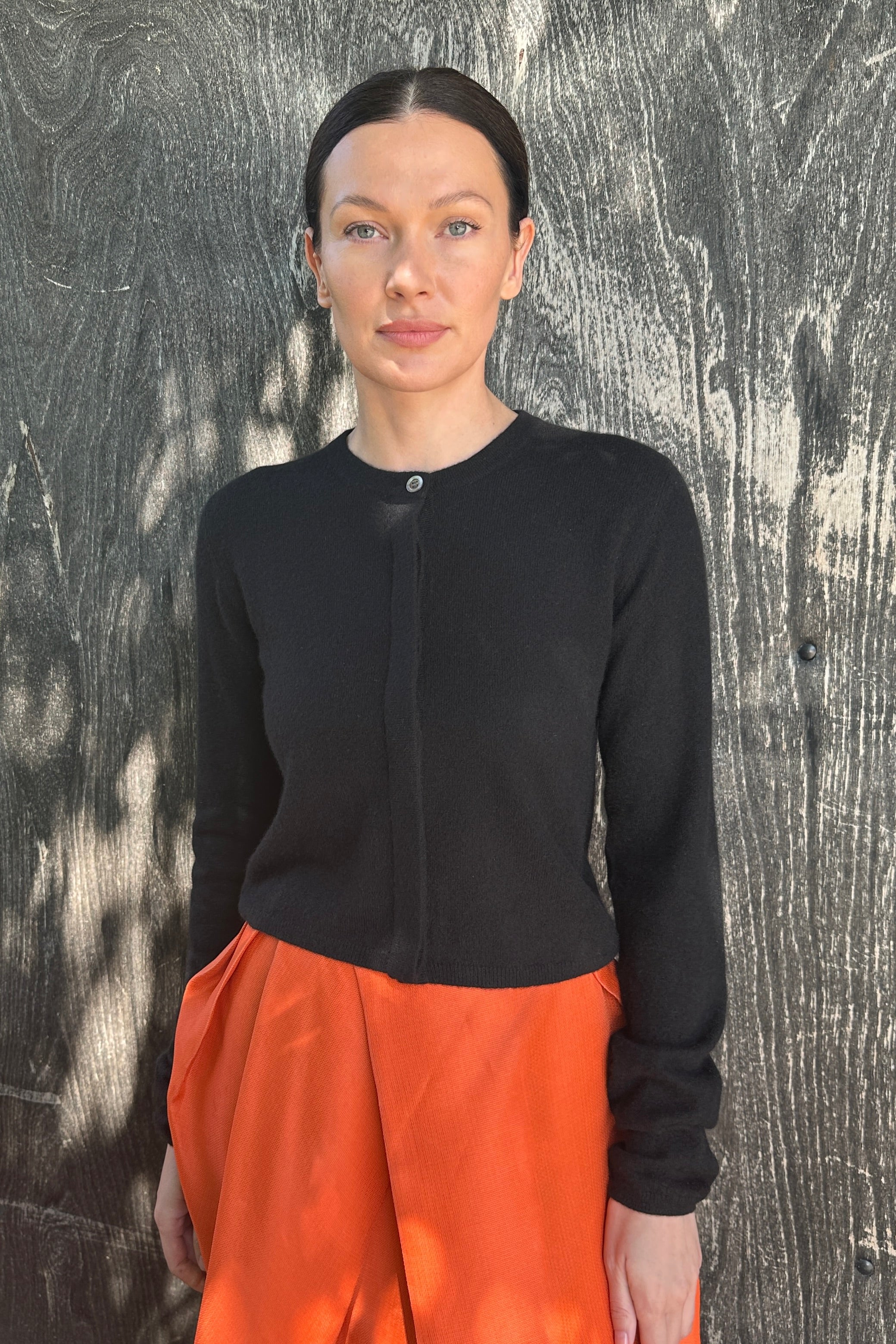 rox cashmere cardigan round neck black