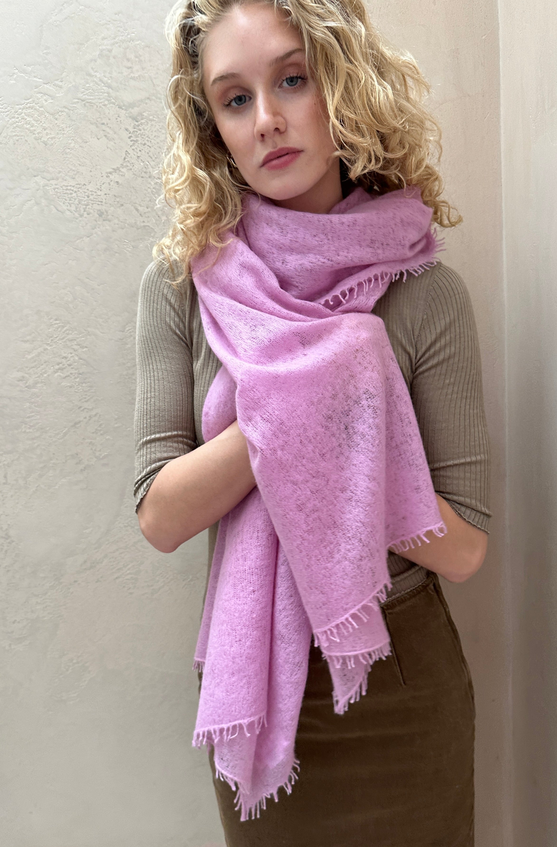 eighty scarf pink azalea cashmere scarf 2
