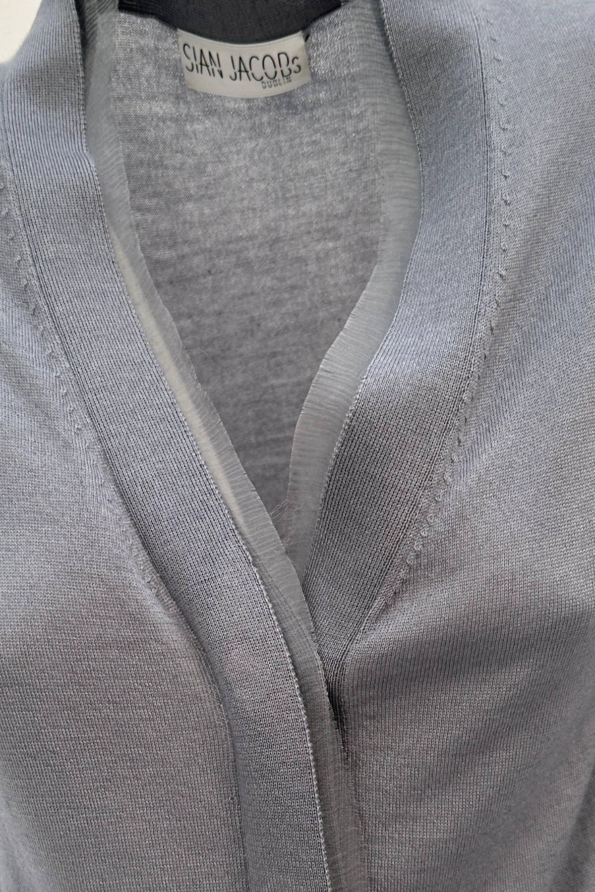 moby steel cardi in pewter grey close up