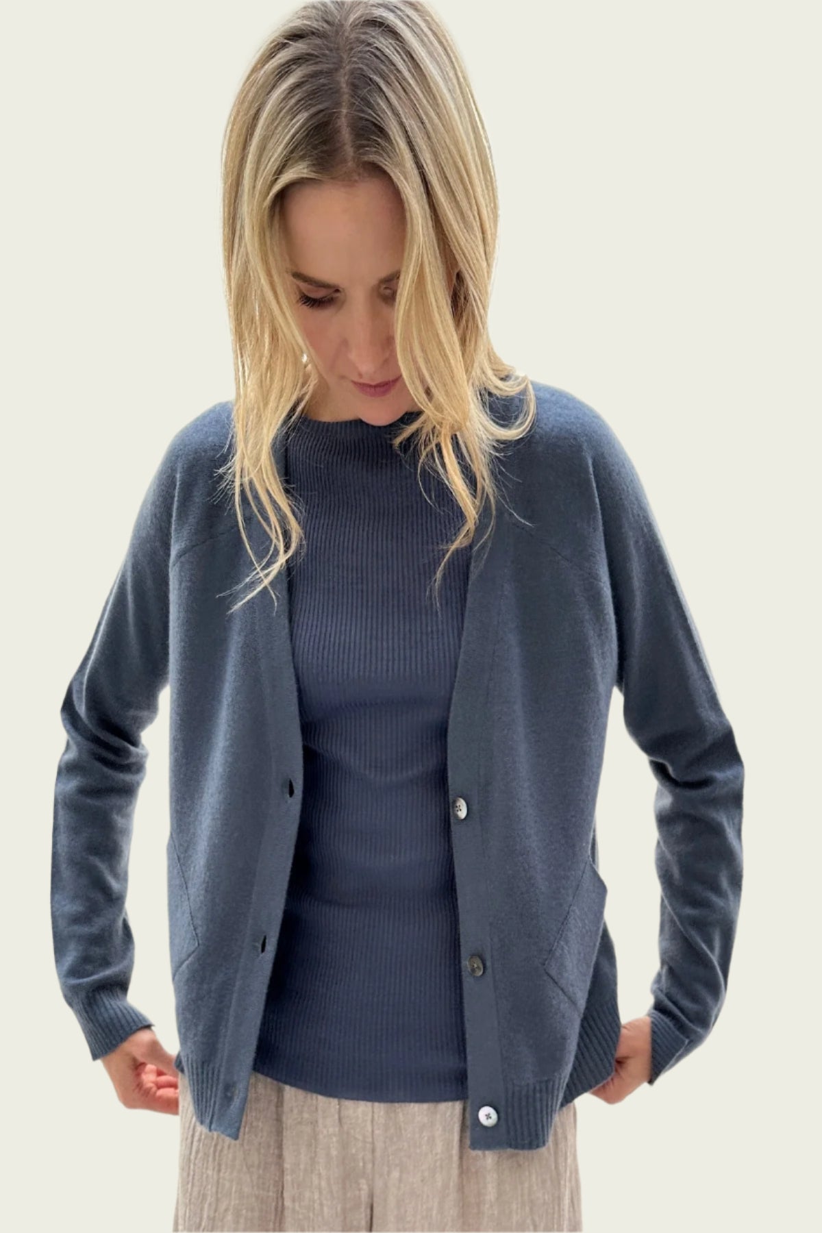 zoloft bluesy cardi in cashmere  2