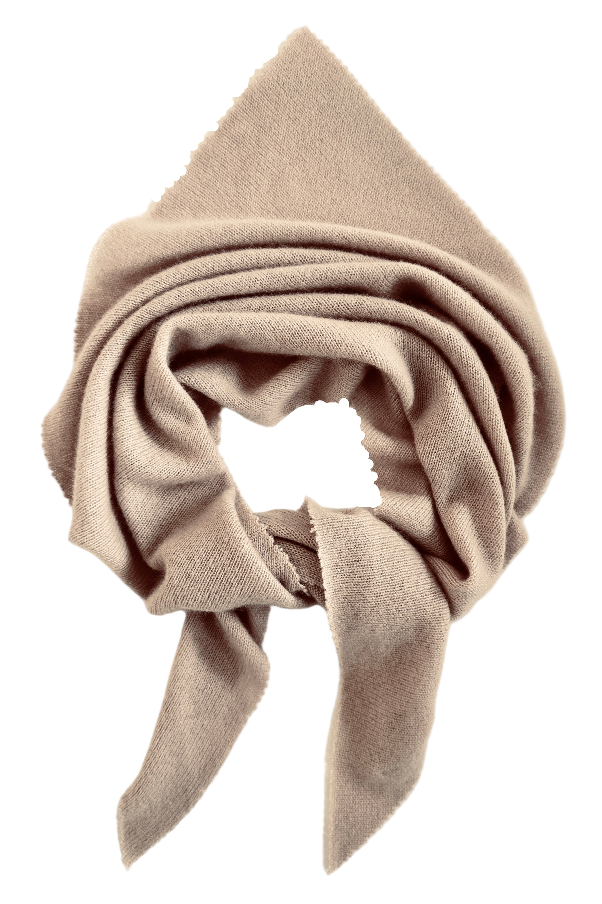 Doon triangle scarf beige cashmere foulard cravat flat lay