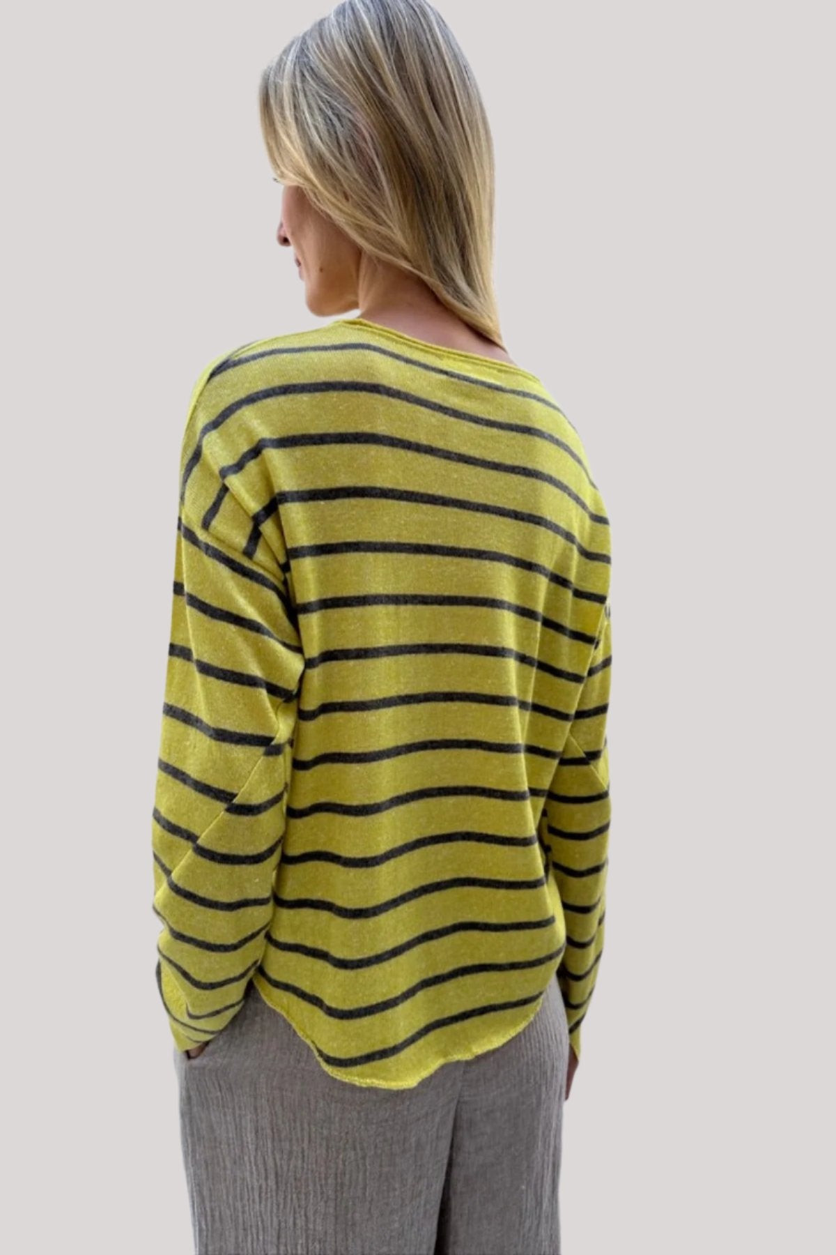saoirse sweater easy fit yellow taupe back