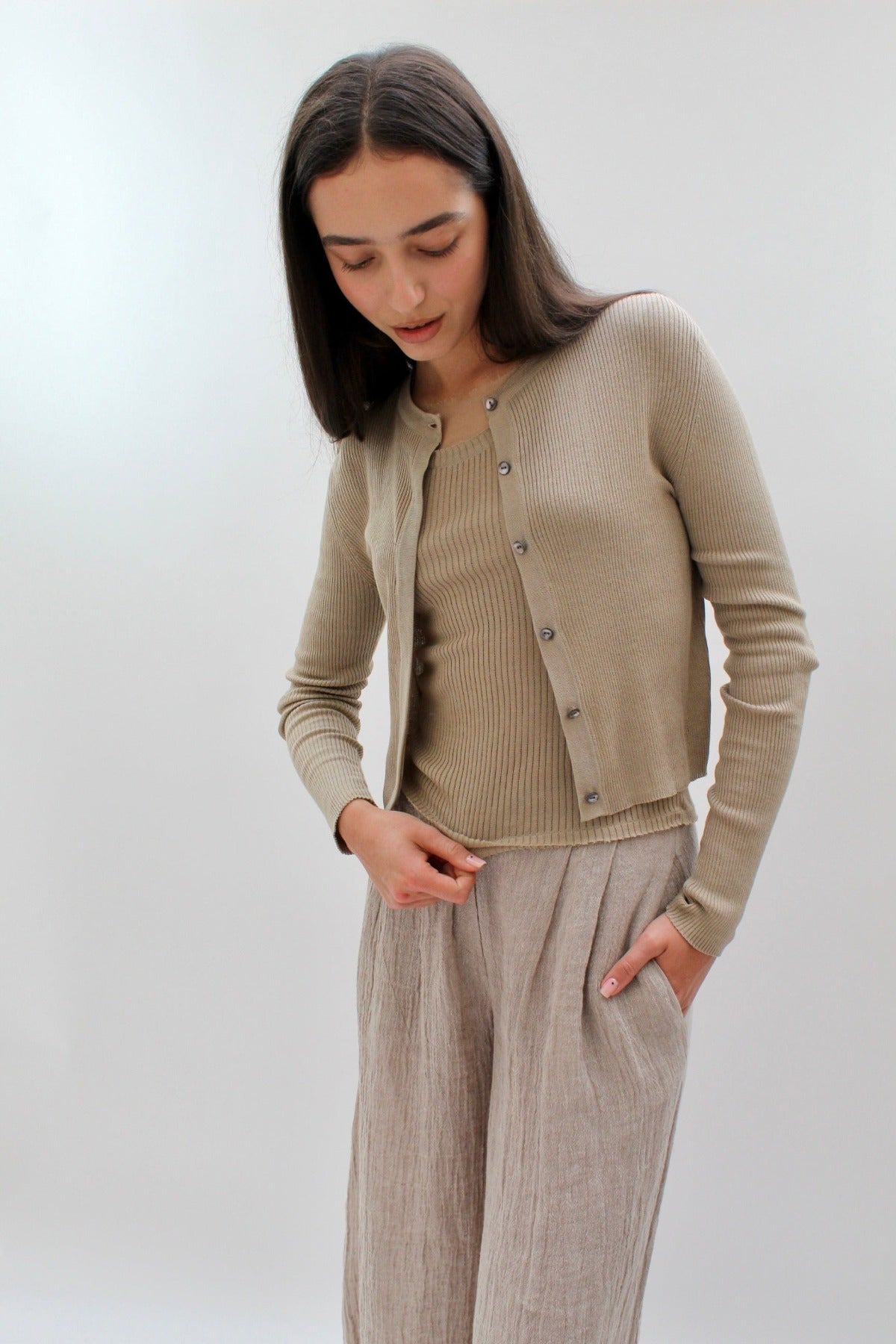 roxy rib crew cardigan