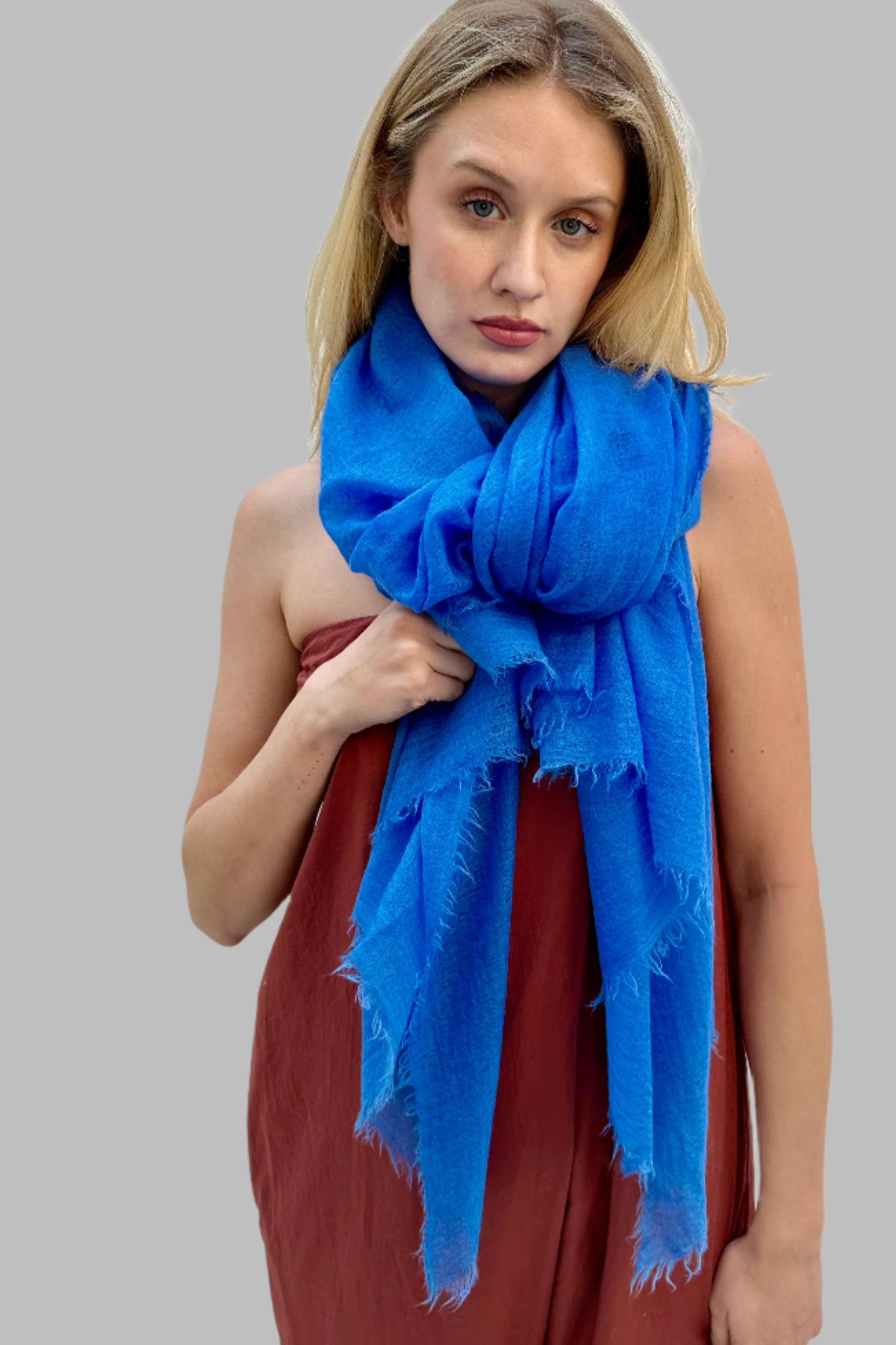 marmee cashmere blue cornflower scardf wrap shawl