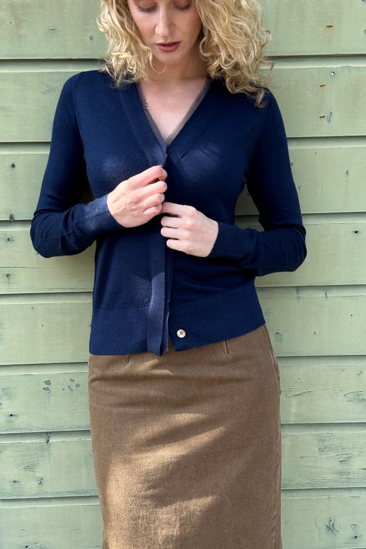 moby dark navy cardi long view