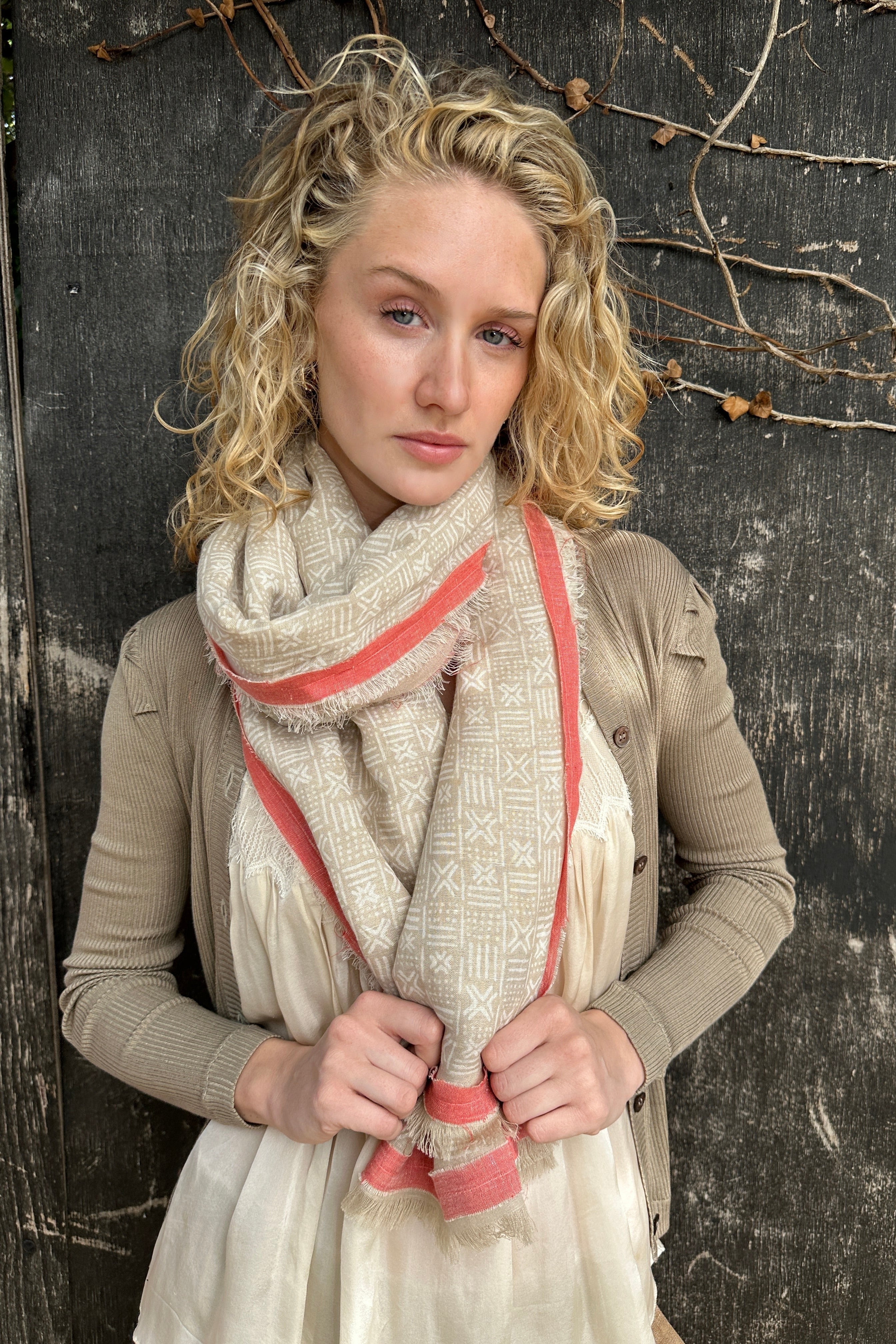 mud pirint linen summer scarf