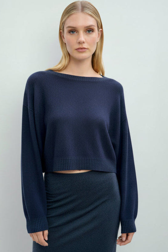 kurt dark navy crop sweater cashmere