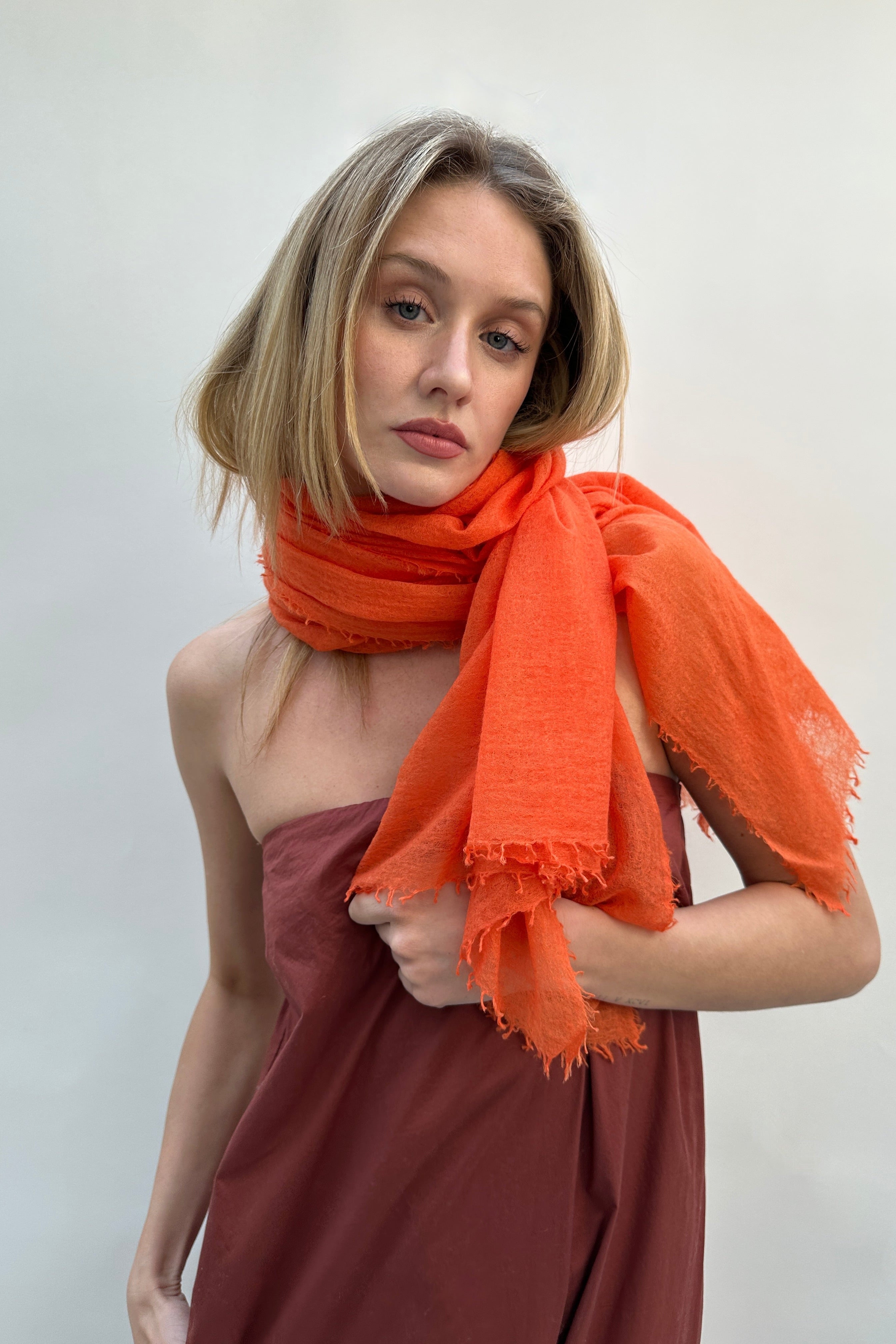 Marmee Orange scarf cashmere
