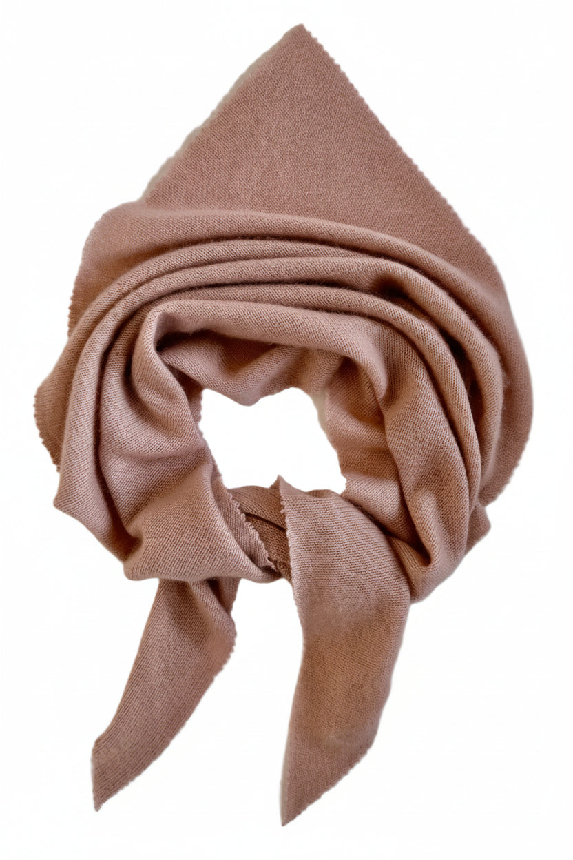 doon triangle cashmere pale pink scarf flat lay