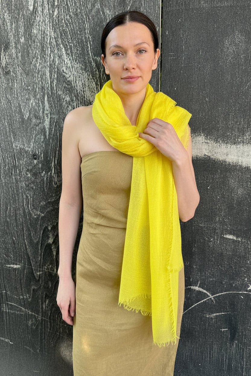 marmee aurora yellow combed cashmere scarf long view