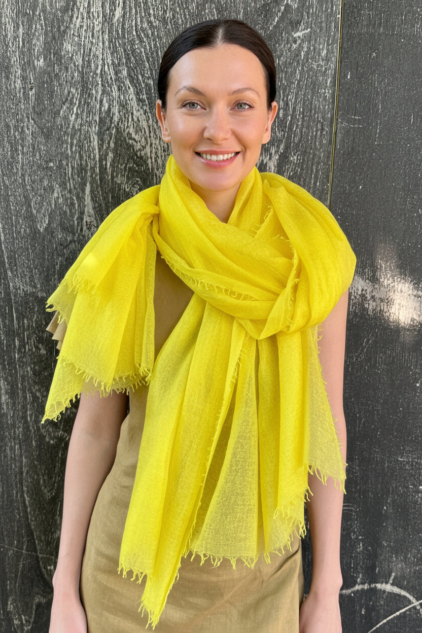 marmee aurora yellow combed cashmere scarf