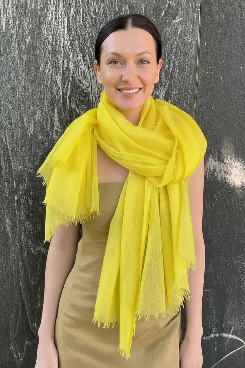 marmee aurora yellow combed cashmere scarf