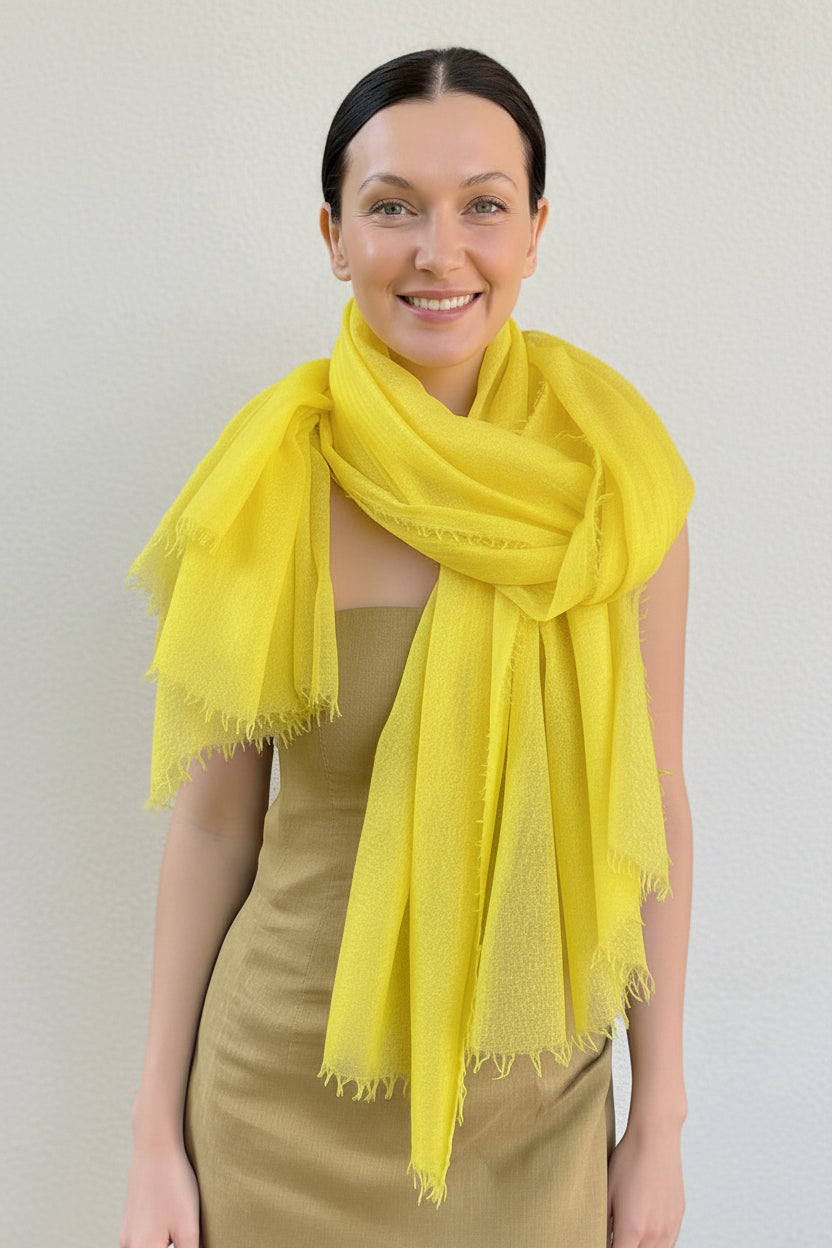 marmee aurora yellow combed cashmere scarf