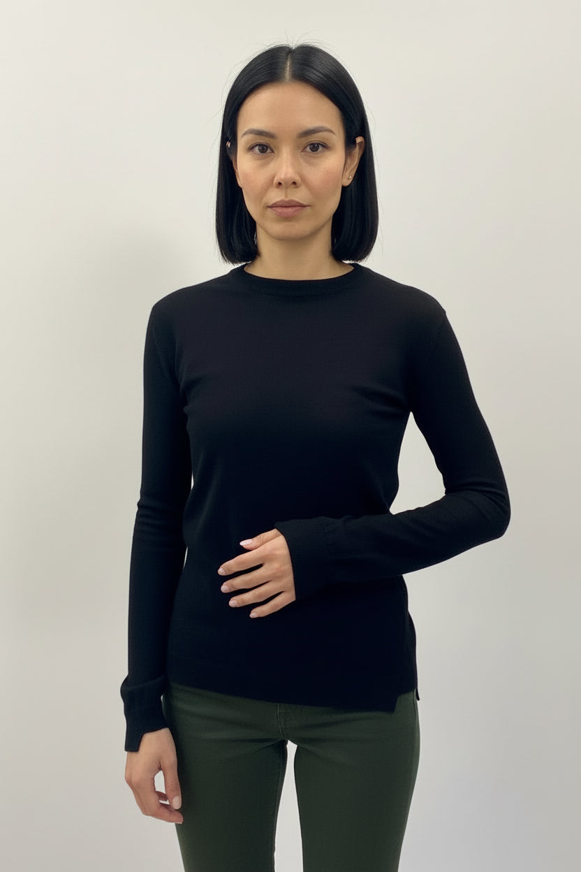 dolly skinny knit black crew neck top sweater