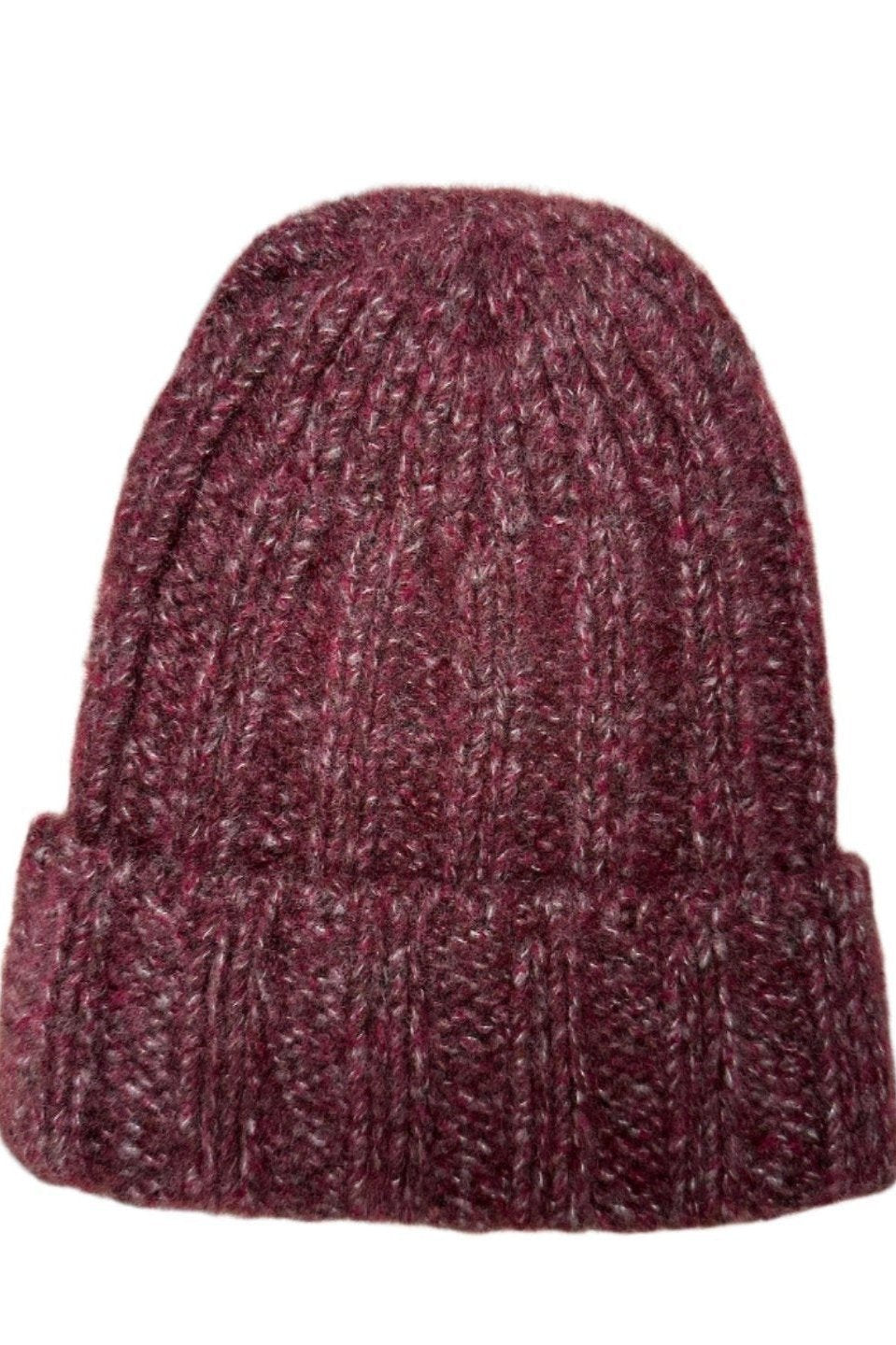 rib hat front view wine burgundy flat lay