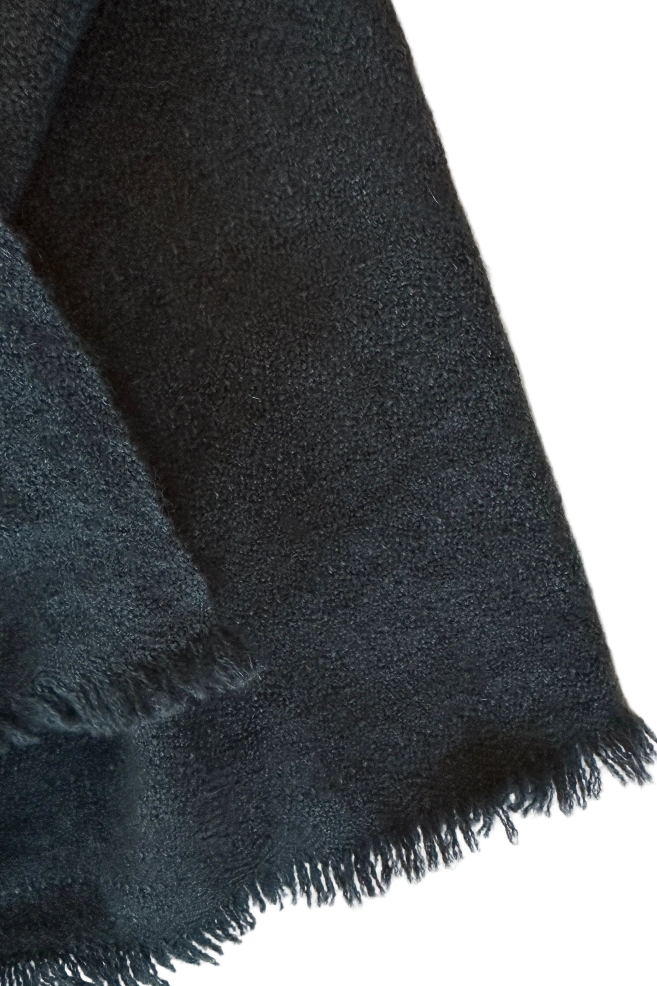 close up swatch fabric of cashmere kitty scarf nightshade dark grey