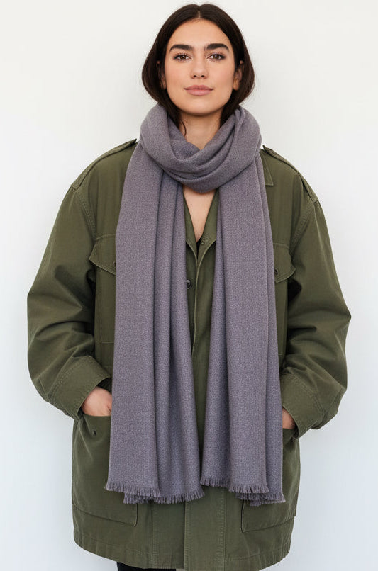 kitty mid weight cashmere scarf purple ash lavender