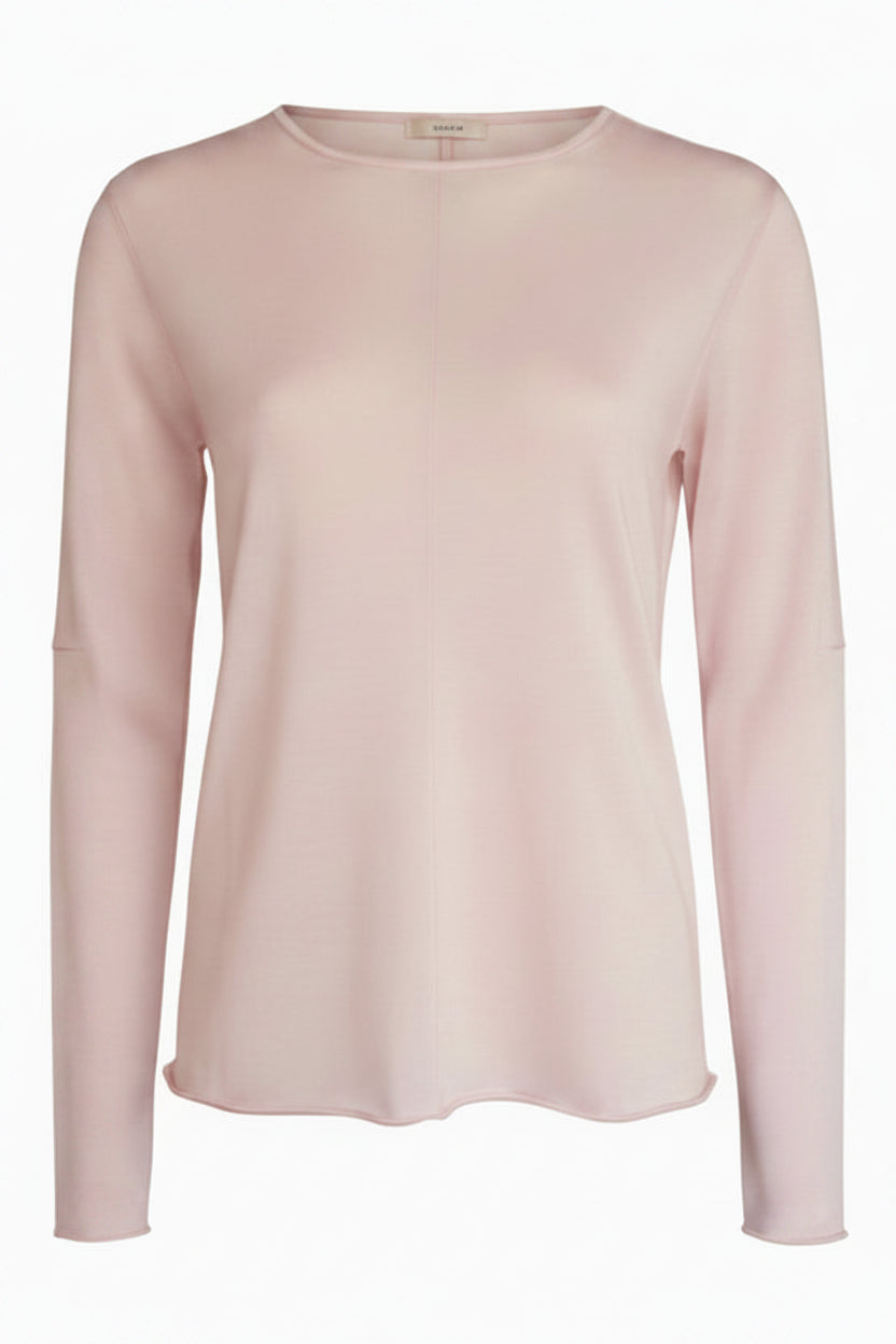 Pink long-sleeve top on a white background
