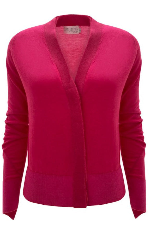 malo neon pink v neck cashmere silk dark magenta cardi