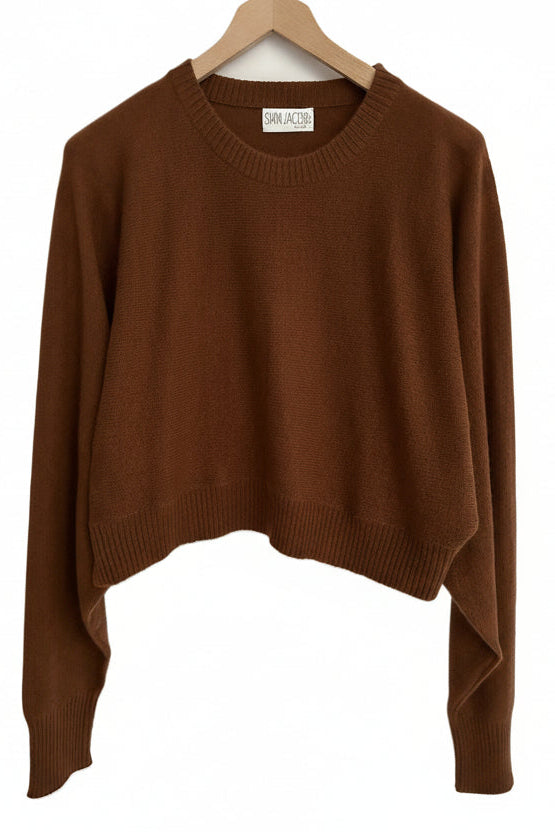 kurt nut brown sweater on hanger