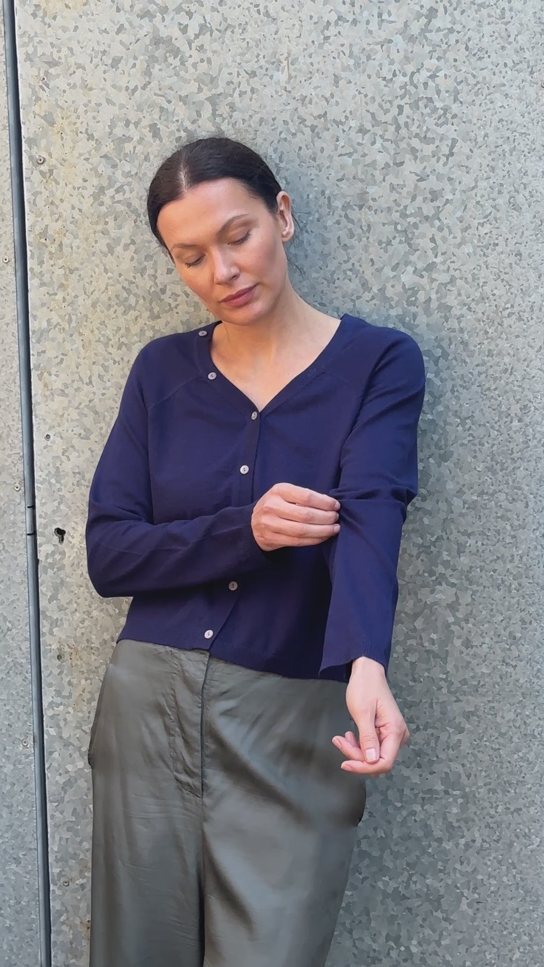 zelia v neck cotton silk cardi