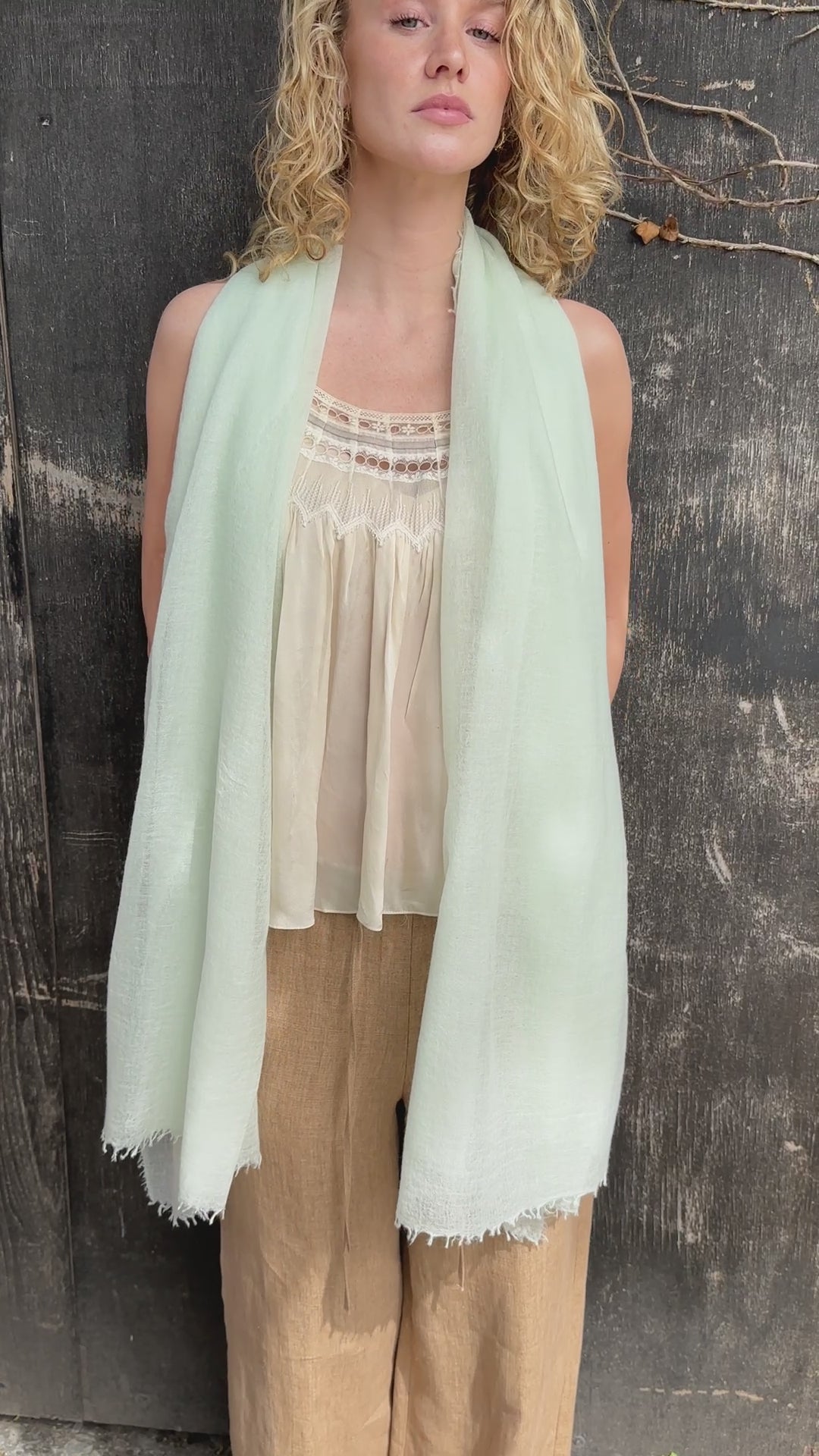 Marmee mint green cashmere scarf  video