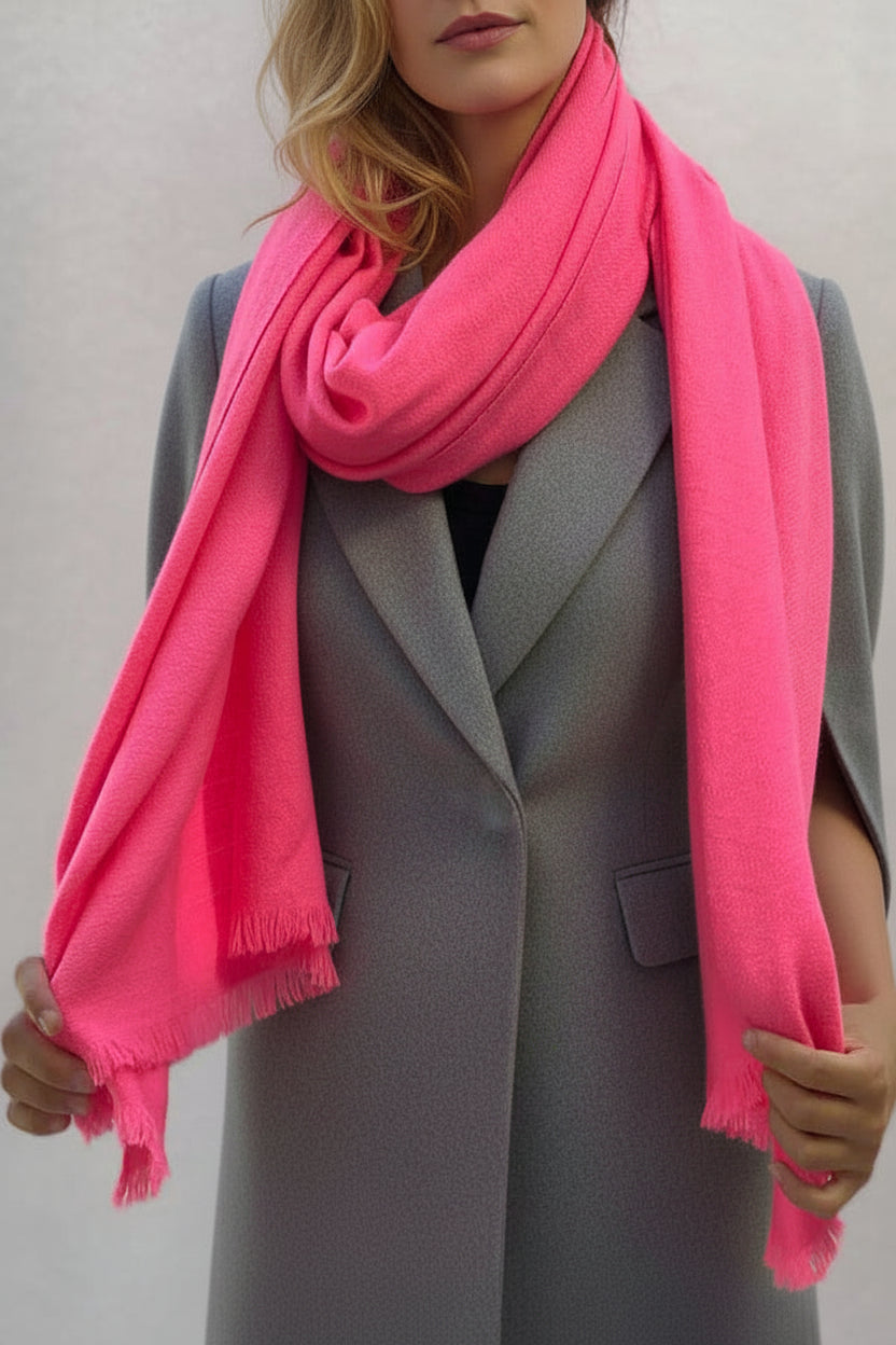 neon pink kitty textured mid weight scarf shawl wrap