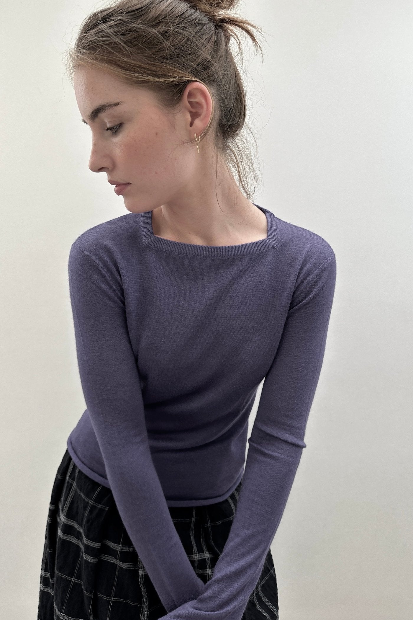 lassa Purple smoke  square neck sweater top 2