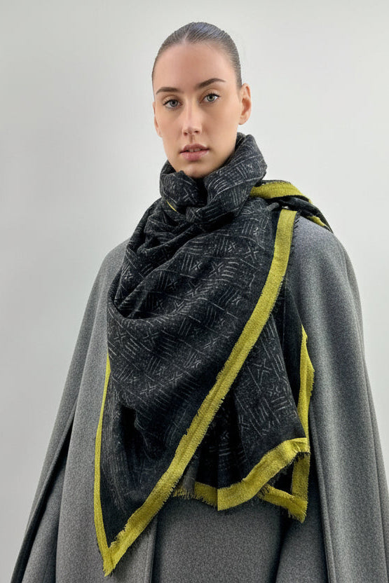 mud print  citronelle grey scarf