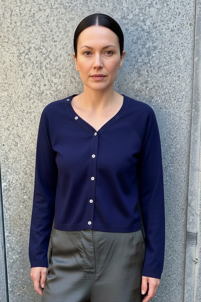 zelia v neck cotton silk cardi 