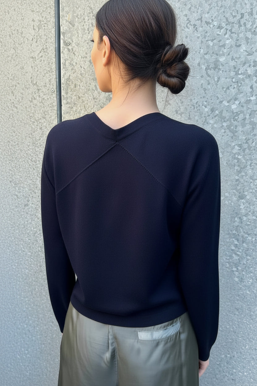 zelia v neck cotton silk cardi  back view