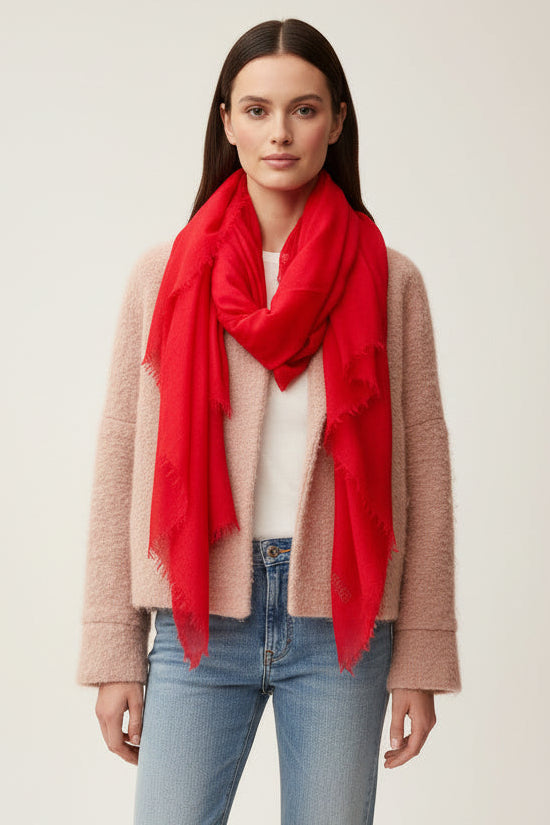 marmee red lust scarf on model