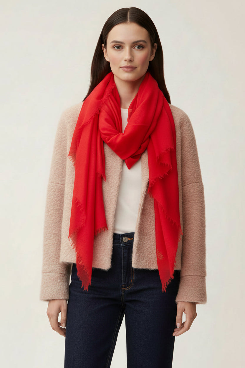 marmee red lust scarf on model