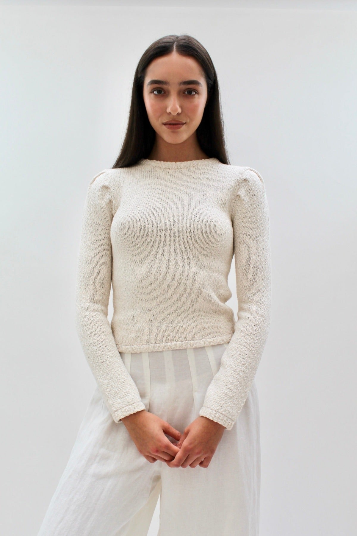 diva cream cotton sweater front view