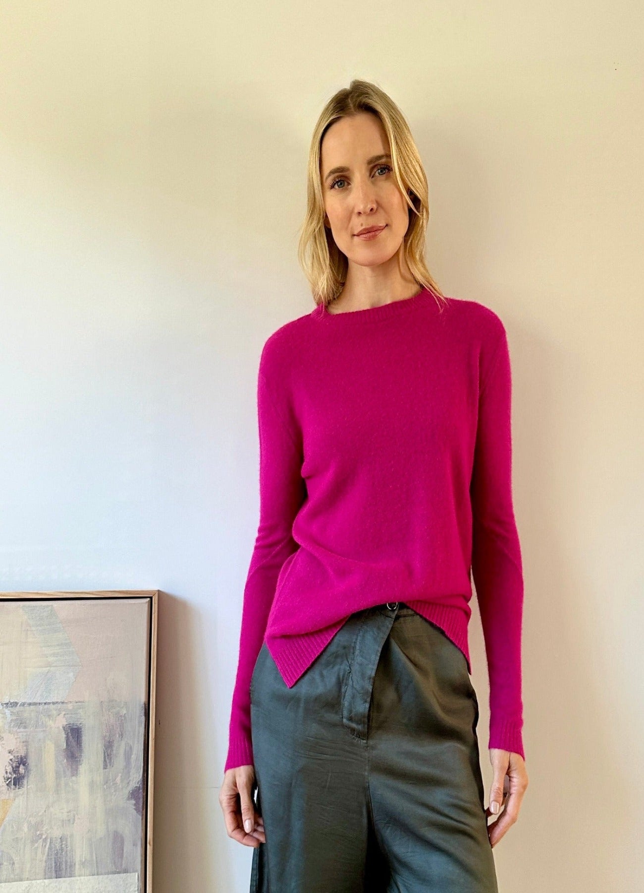 beth magenta french tuck style sweater